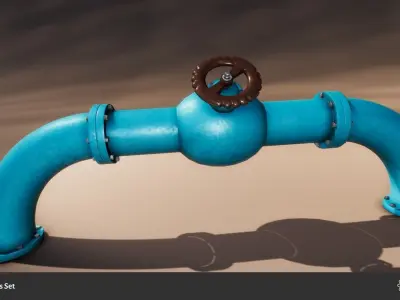 Pipes and Cables Low-poly 3D model