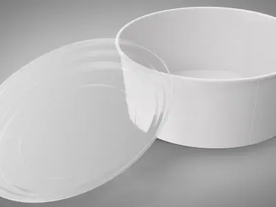 Paper Food Bowl with Clear Lid for Soup for Salad 50 Oz 1500 ml Mockup 3D model