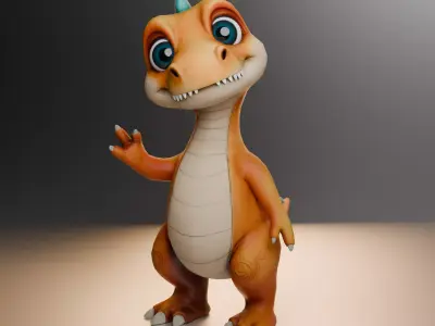 Tiny Rex Rigged Cartoon Dinosaur Low-poly 3D model
