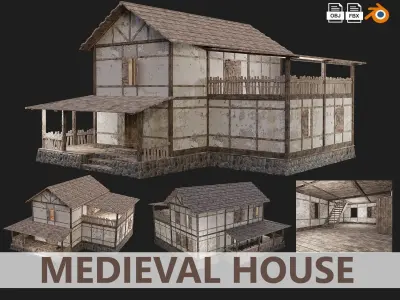 Medieval Old House 4K GameReady Pack 01 to 04 Low-poly 3D model