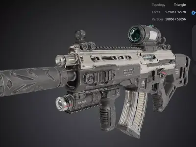 Futuristic Rifle Gun 3D model 4