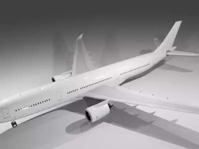 Airbus a330-900neo plain white model with cockpit Low-poly 3D model