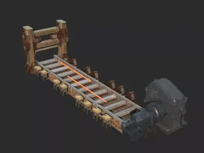 Steel pipe conveyor belt for steel plant equipment 3D model