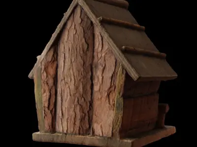 Birdhouse Wood Low-Poly 3D Scan Low-poly 3D model