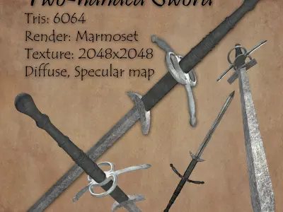 Two-handed Sword Low poly Free low-poly 3D model