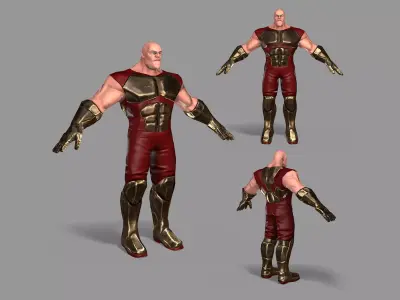 Superhero man gold armor Low-poly 3D model