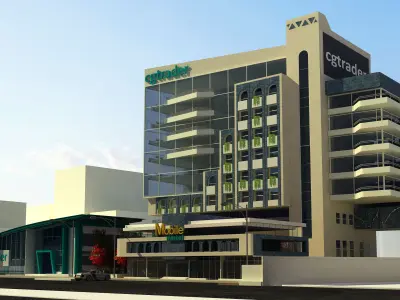 office building exterior with customer hall 3D model