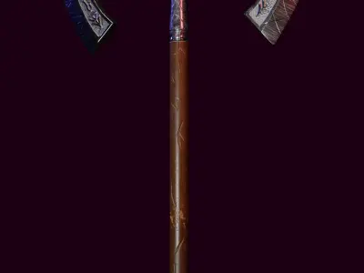 Double Axe 3D game-ready low-poly Low-poly 3D model