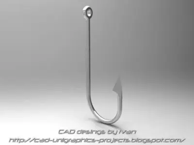 Eyed fishing hook Free 3D model