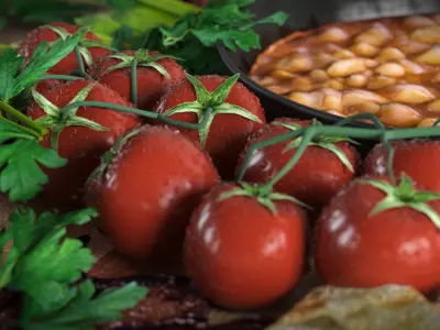 Full English Breakfast platter Low-poly 3D model