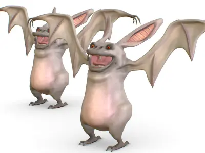 Subdivision Toon Grey Animal Bat 3D model