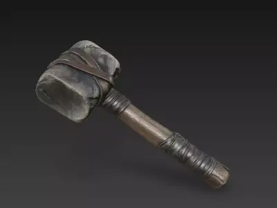 Medieval Stone War Hammer 3D model