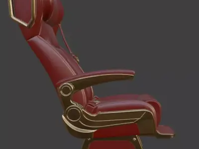Luxury VIP Aircraft Seat Red Leather Gold Edition 3D model