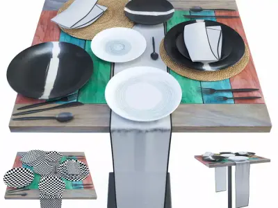 Table set Barkowski Free 3D model