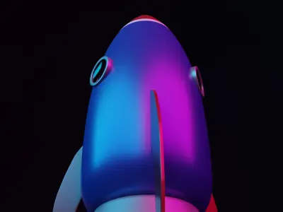 Cartoon Rocket Ship Low-poly 3D model