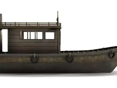 Handcrafted Wooden Boat 3D model