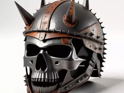Spiked Skull Warrior Helmet 3D model