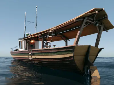 Fishing boat Low-poly 3D model