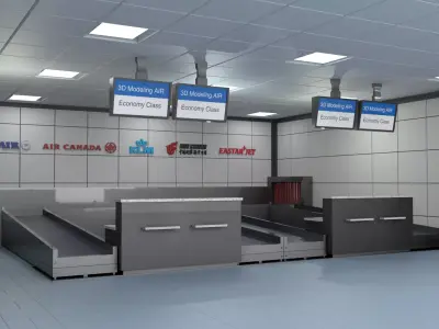 check-in counter Low-poly 3D model