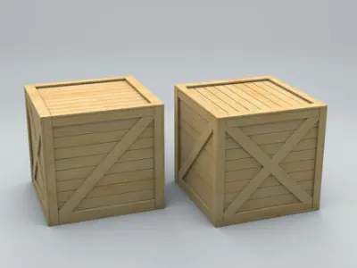  Old Wooden Shipping Transport Box Low-poly 3D model