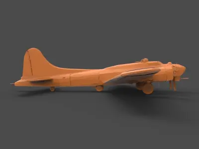 B - 17 orange airplane 3D print model