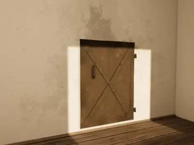 Iron stove door lid Low-poly 3D model