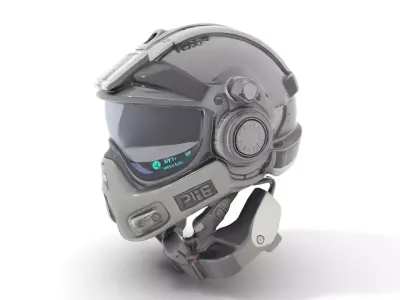 Futuristic Combat Helmet model pack Low-poly 3D model