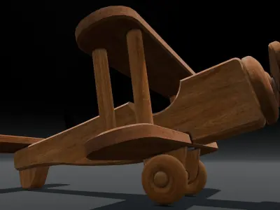 Wooden Plane Animated 3D Model Low-poly 3D model