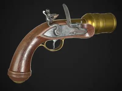 Flintlock Grenade Launcher 01 Classic Low-poly 3D model
