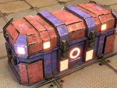 Sci-Fi Chest With Magnezone Weapon Low-poly 3D model