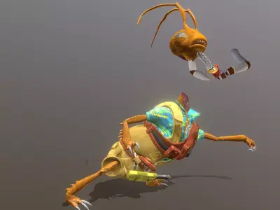 Brown Ants Shots Kill By Knife Fbx  Png 3D model