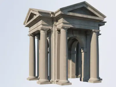 Tuscan order Arched portico in with freestanding column 3D model