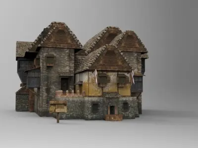 Low poly city hall Low-poly 3D model