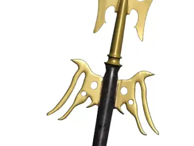 Trident golden sword Free low-poly 3D model