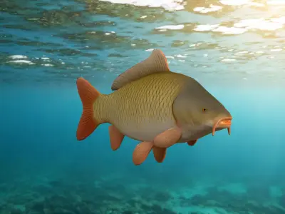 Realistic Carp Freshwater Fish Low-poly 3D model
