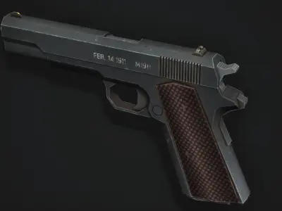 Colt 1911 Pistol - Low Poly Game Ready Low-poly 3D model