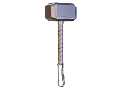 Thor Hammer Mjolnir Sci-Fi Metallic Weapon 3D model