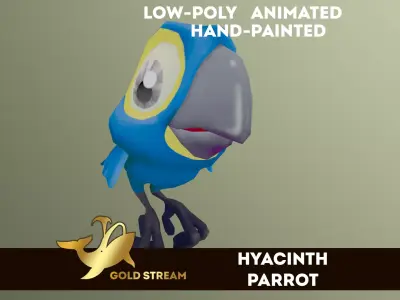 Hyacint macaw animated Low-poly 3D model