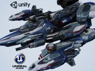 Falcon Spaceship - game model Low-poly 3D model