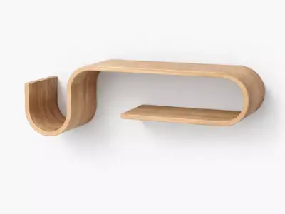 Modern Curved Wooden Wall Shelf Free 3D model