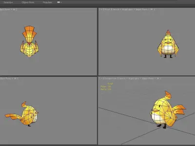 Cartoon little yellow bird Low-poly 3D model