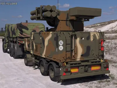 Truck with Trailer Air Defense Missile Complex 3D model