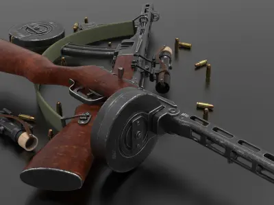 Ppsh-41 Submachine Gun Fps - Tps Low-poly 3D model