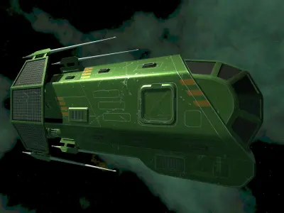Spaceship Patriot Type 2 Dark Green Low-poly 3D model