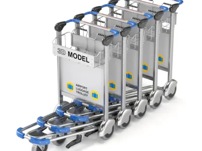Airport Luggage Trolley with Suitcase 3D model