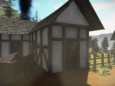 High Quality enterable Medieval house - Building L Low-poly 3D model