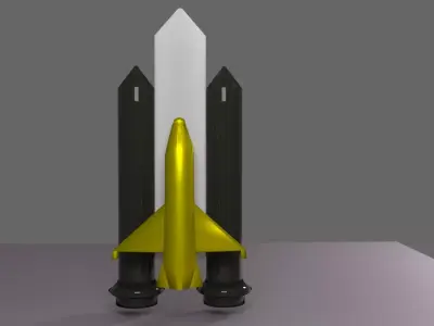 Rocket with jet Low-poly 3D model