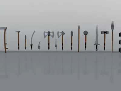 Weapons group of different Low-poly 3D model