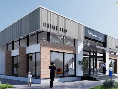 Cafe restaurants Low-poly 3D model