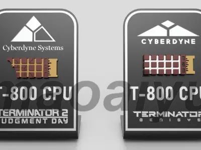Terminator T2 and T5 T-800 CPU chip 3D print model